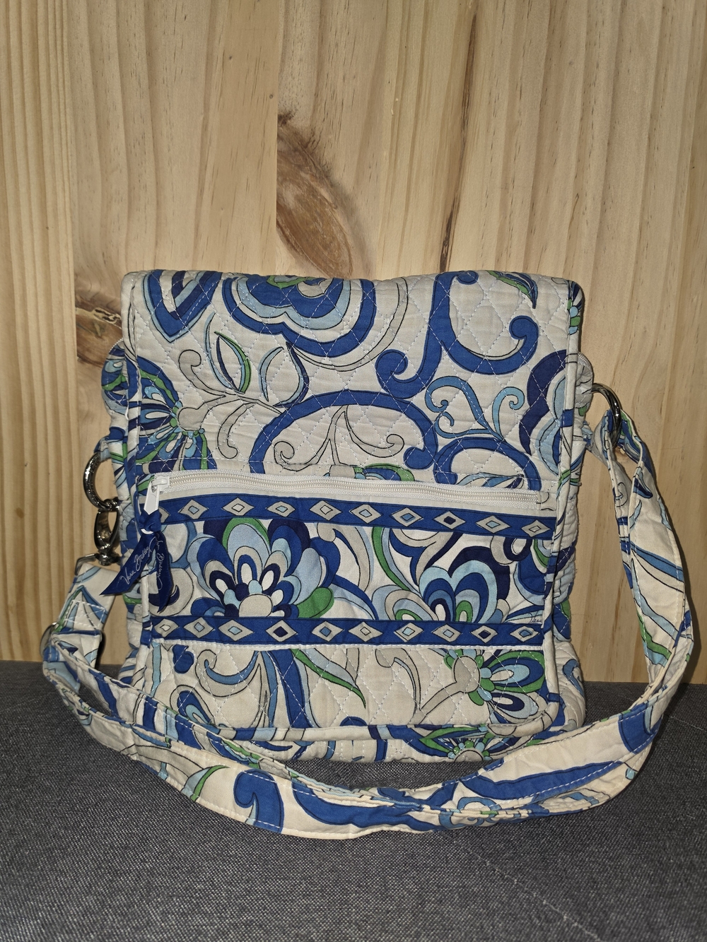Vera Bradley Blue Green Floral Quilted Crossbody Bag
